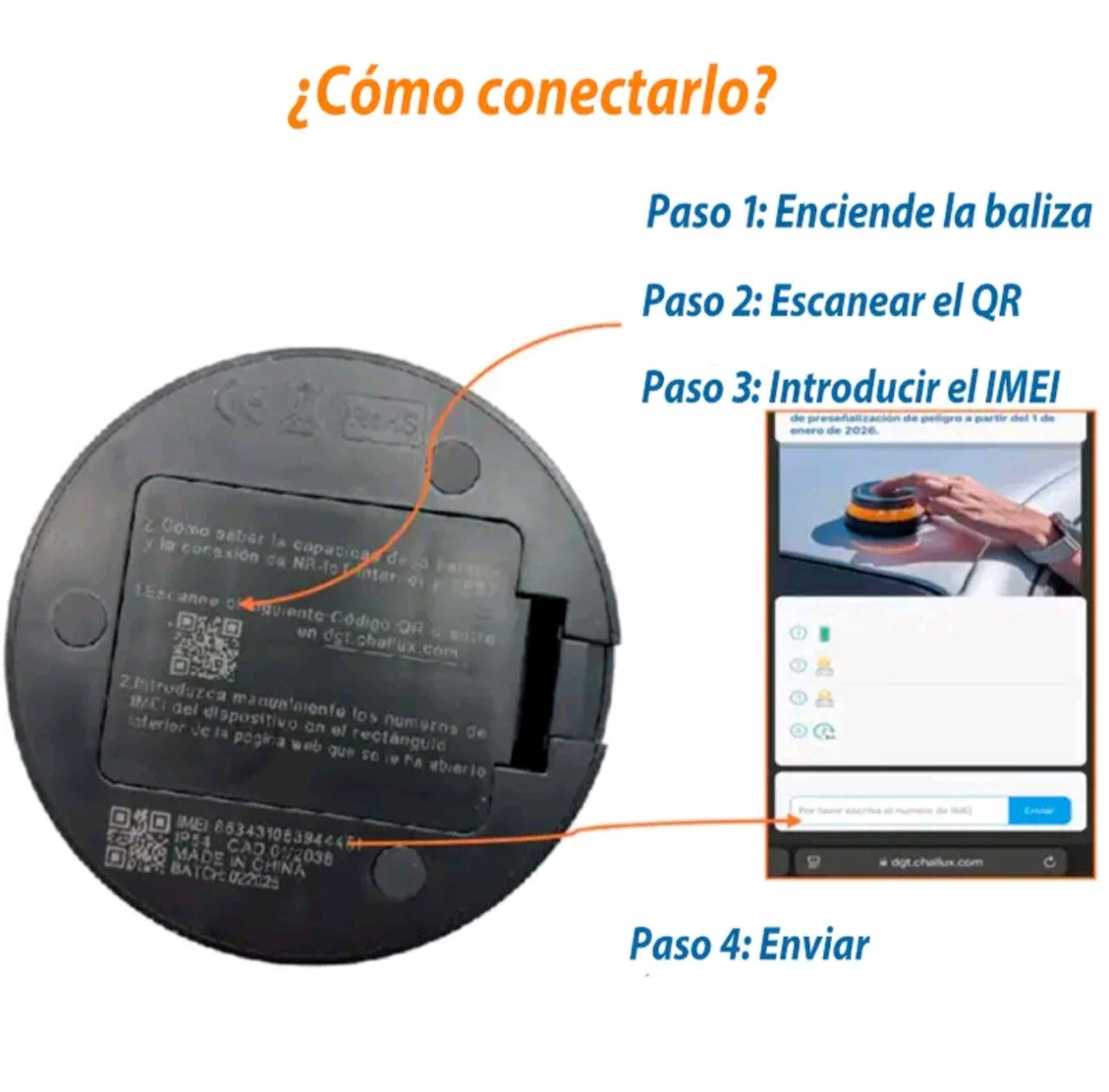 Baliza Emergencia V16 con Geolocalizacion Homologada DGT 3.0 Luz de Emergencia EXTRASTAR homologada y autorizada por DGT, tarjeta SIM incluída, cobertura hasta 2038